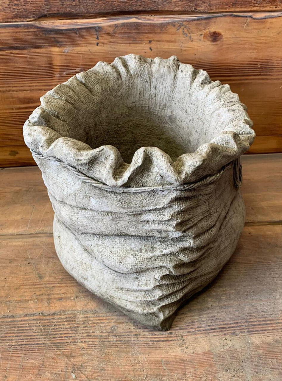 STONE GARDEN SACK PLANTER POT PLANT FLOWER ORNAMENT