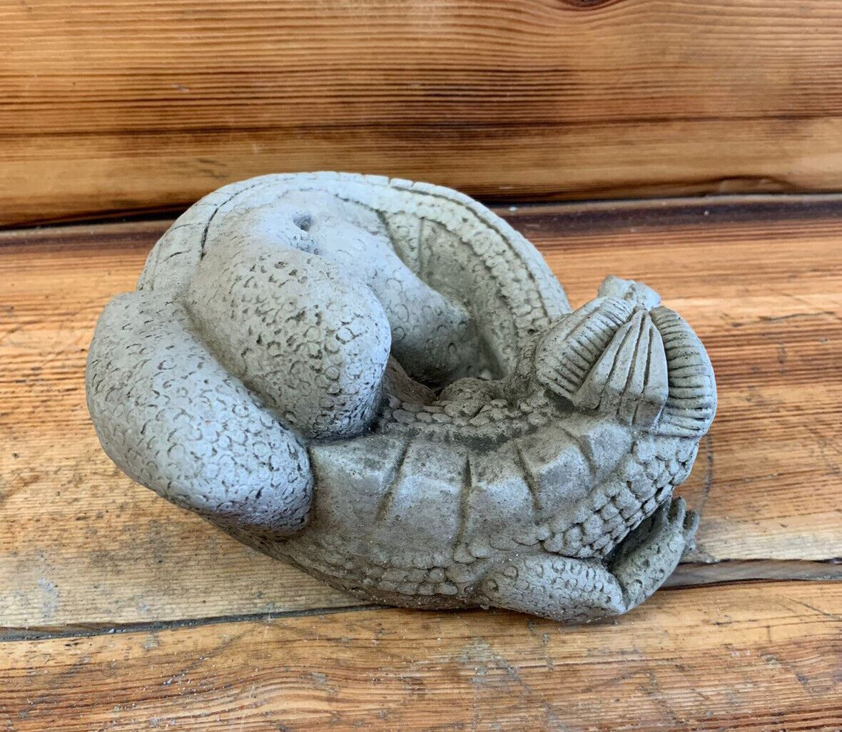 STONE GARDEN SLEEPING DRAGON HAND CAST CUTE STATUE MYTHICAL GOTHIC ORNAMENT