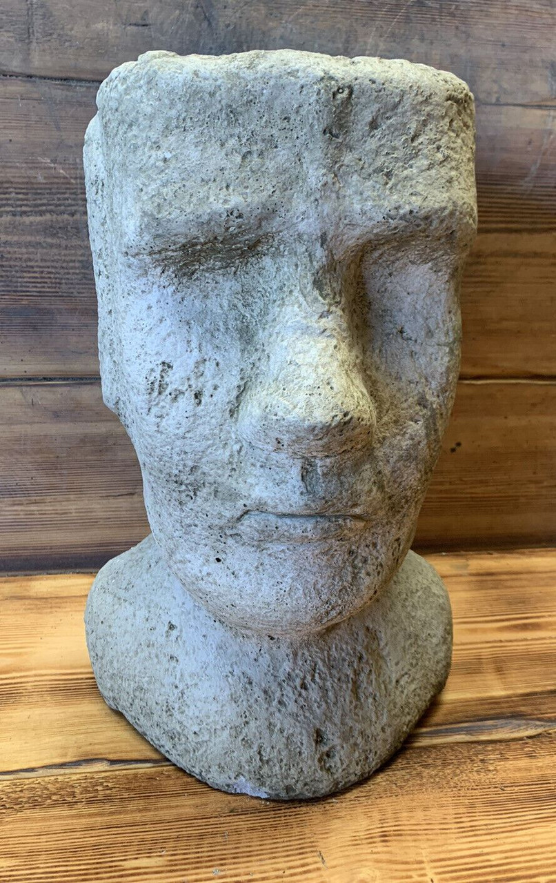 STONE GARDEN EASTER ISLAND HEAD PLANT POT PLANTER/ MOAI / TIKI CONCRETE ORNAMENT