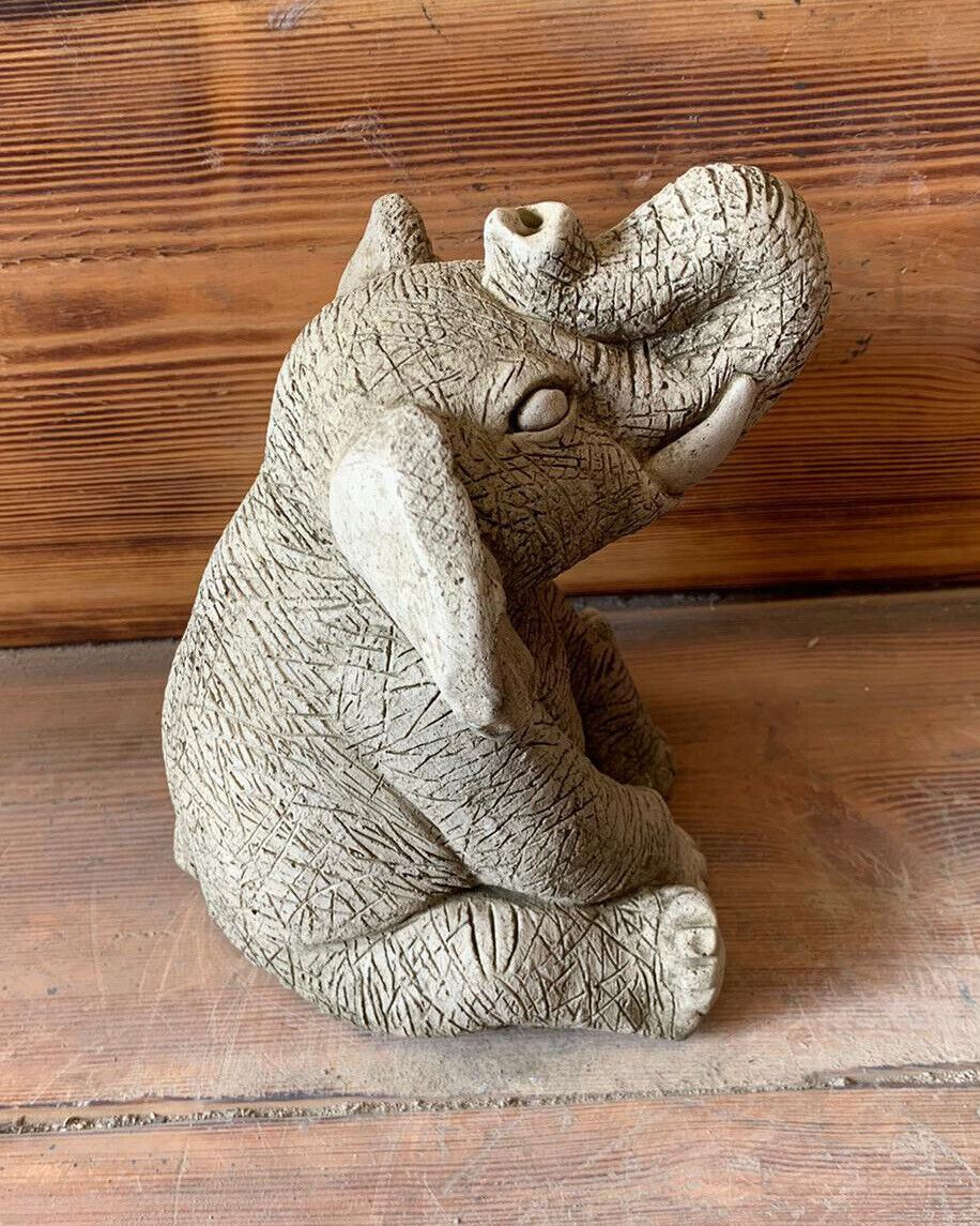 STONE GARDEN CUTE TRUNK UP ELEPHANT STATUE ORNAMENT