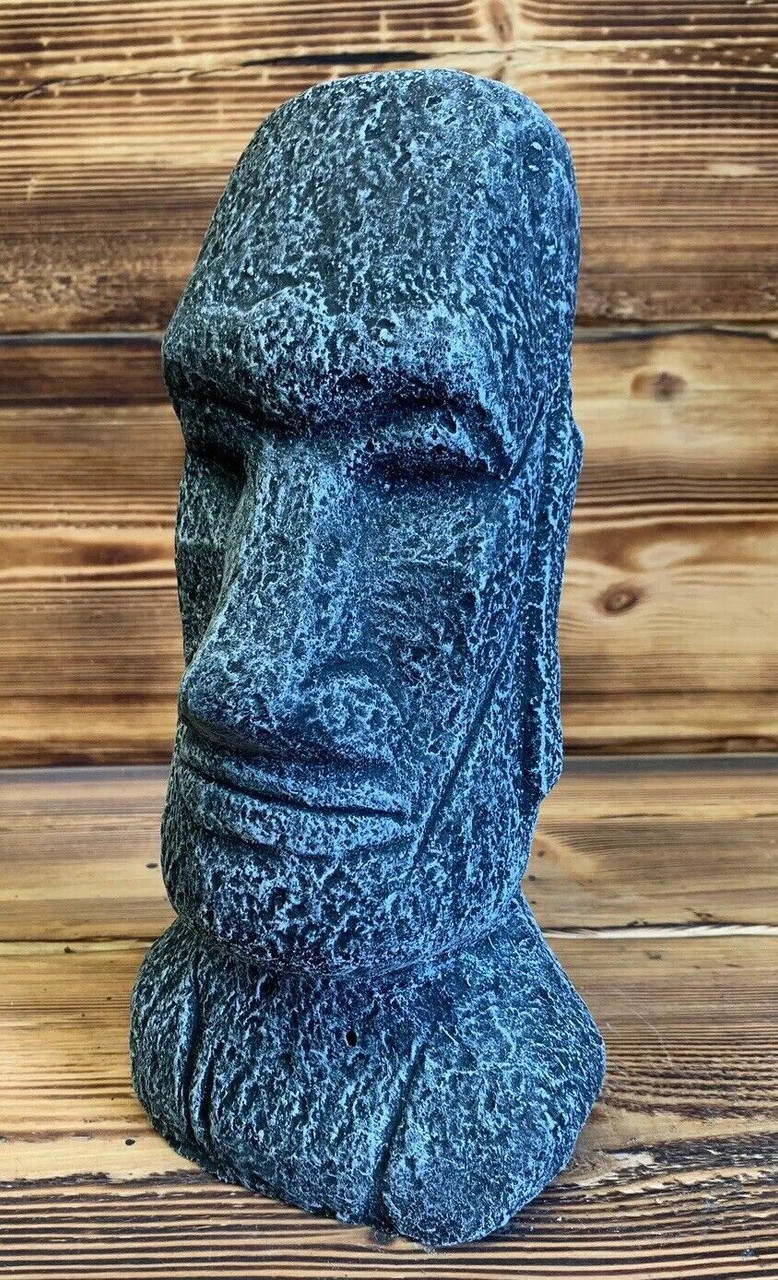 STONE GARDEN EASTER ISLAND HEAD / MOAI / TIKI CONCRETE PAINTED ORNAMENT