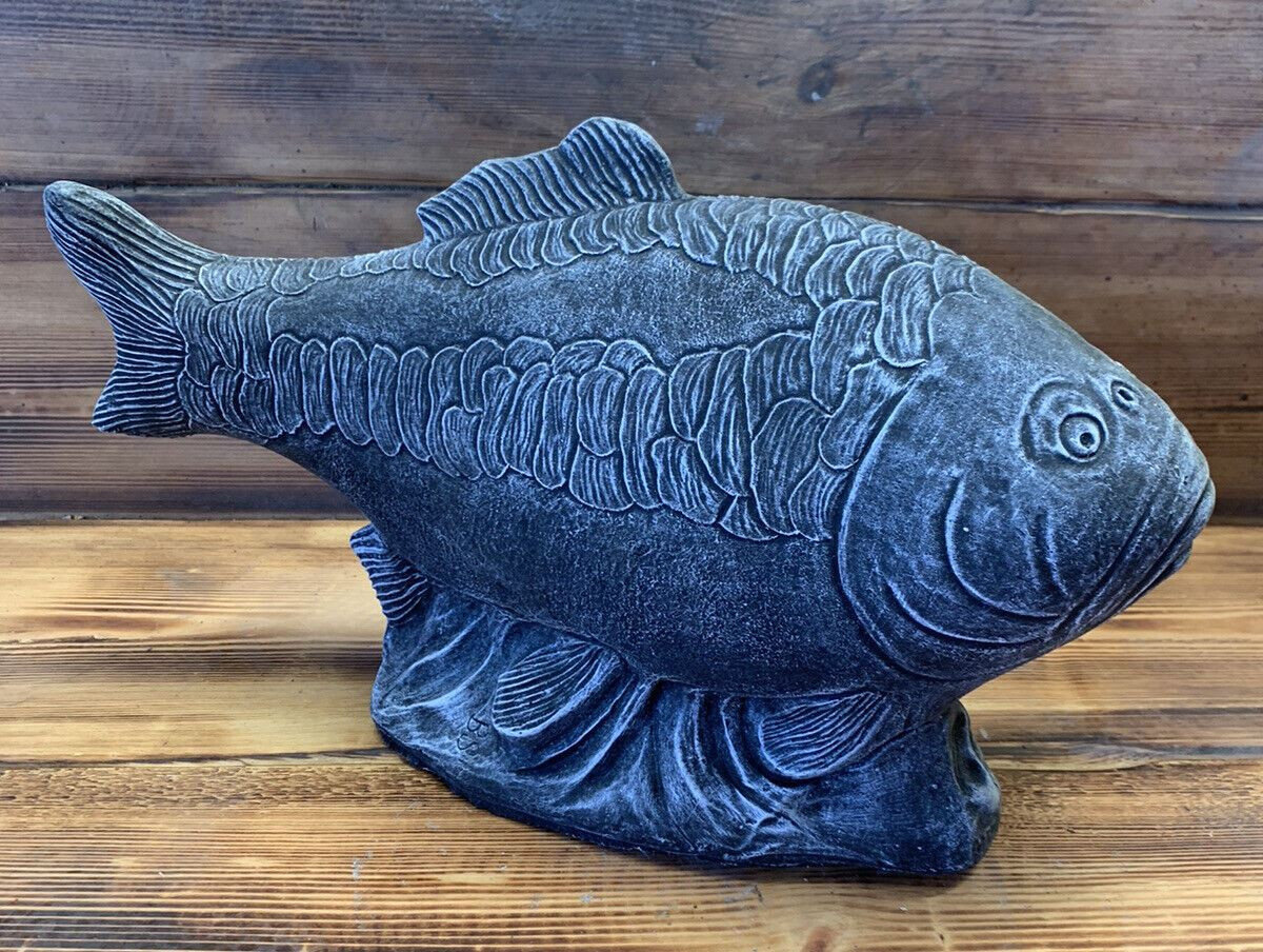 STONE GARDEN LARGE KOI CARP FISH STATUE ANGLING ORNAMENT 