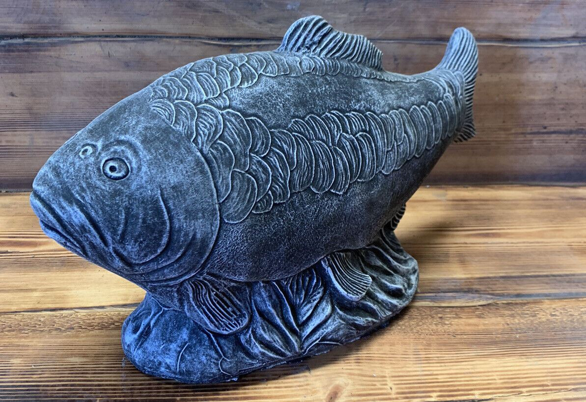 STONE GARDEN LARGE KOI CARP FISH STATUE ANGLING ORNAMENT 