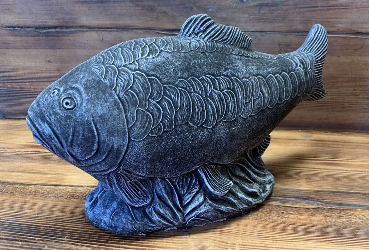 STONE GARDEN LARGE KOI CARP FISH STATUE ANGLING ORNAMENT 