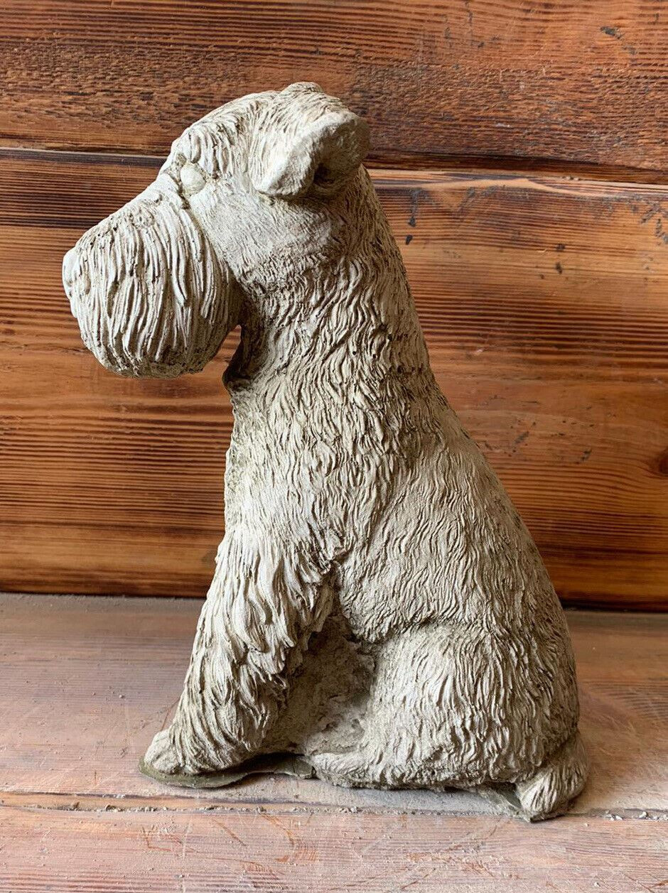 STONE GARDEN SITTING SCHNAUZER DOG STATUE ORNAMENT