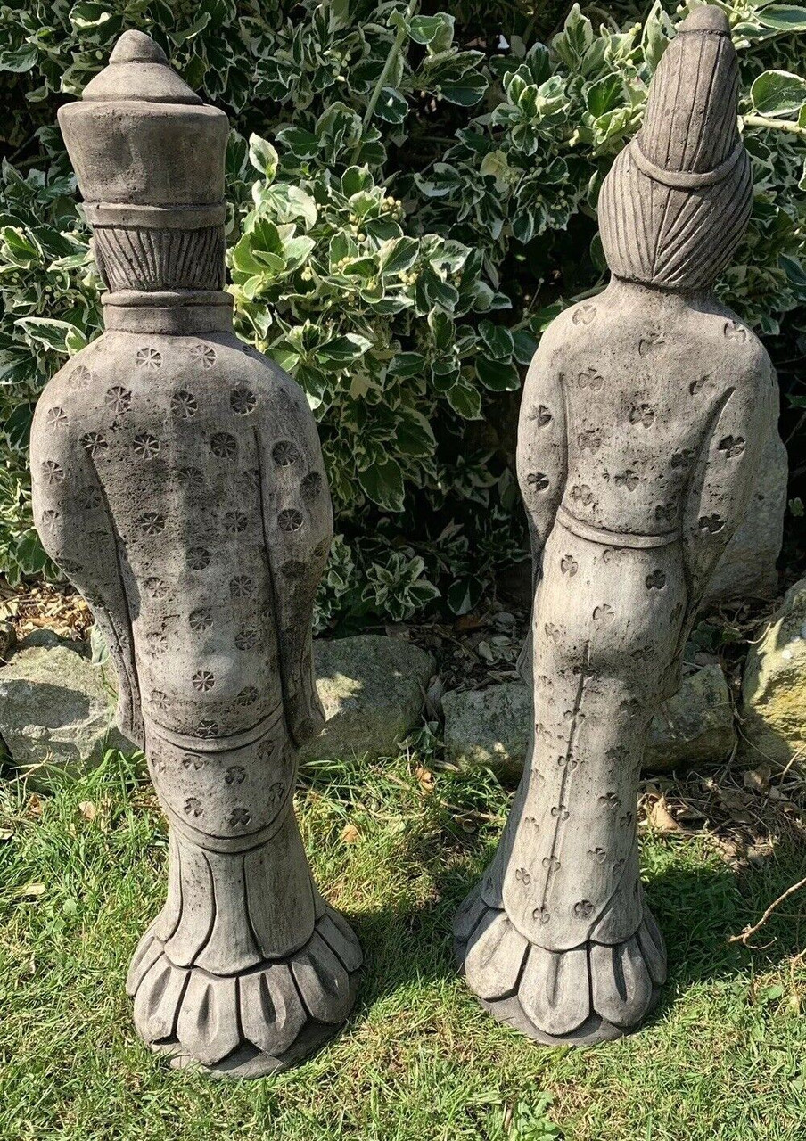 STONE GARDEN PAIR OF AN ORIENTAL JAPANESE CHINESE LARGE COUPLE ORNAMENT