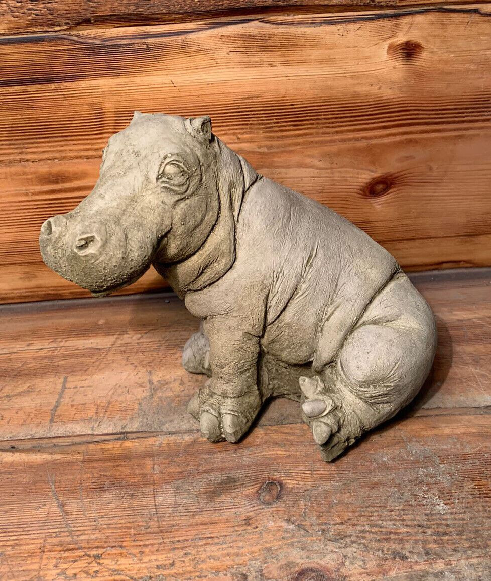 STONE GARDEN CUTE HIPPO HIPPOPOTAMUS STATUE FIGURE ORNAMENT