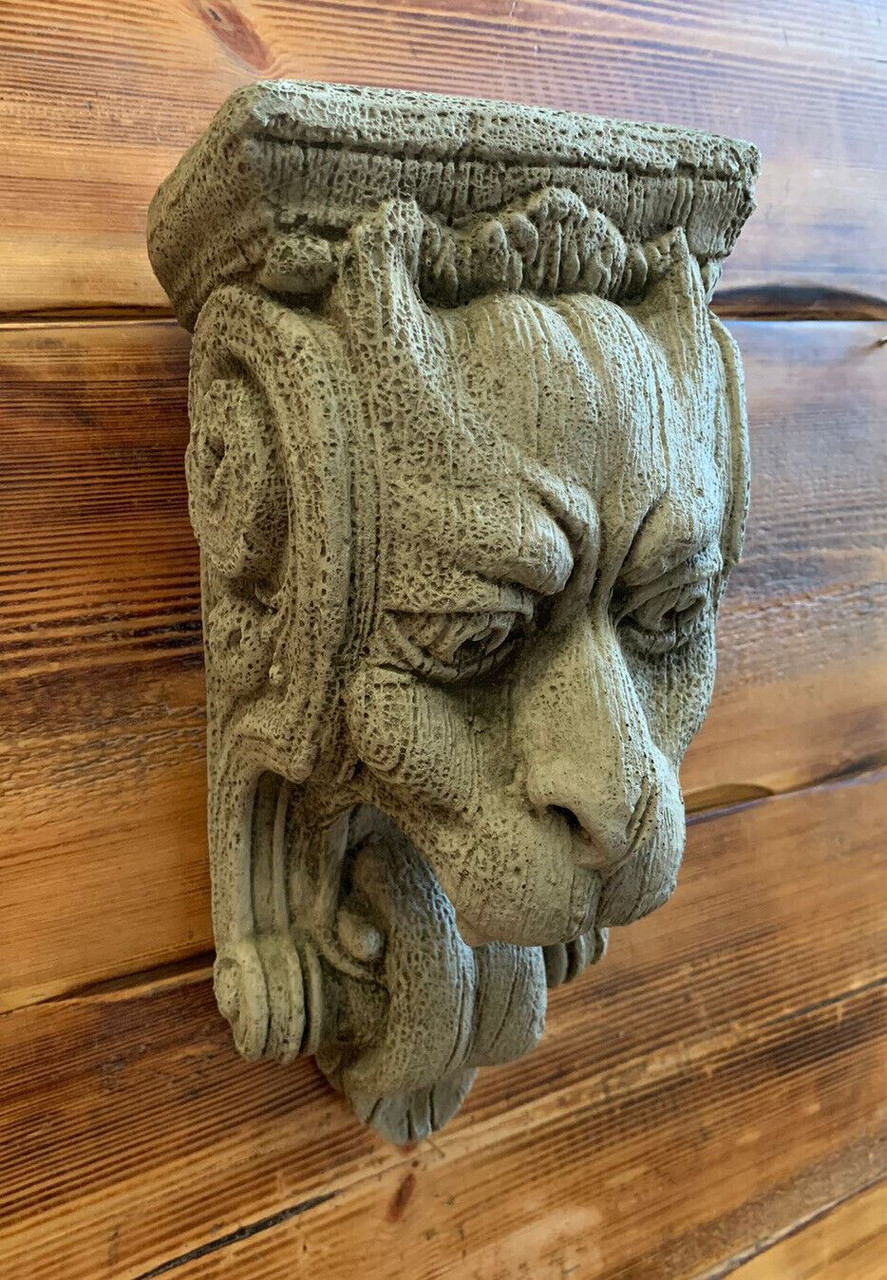 STONE GARDEN DETAILED GARGOYLE TONGUE SCONCE CANDLE SHELF WALL HANGING ORNAMENT