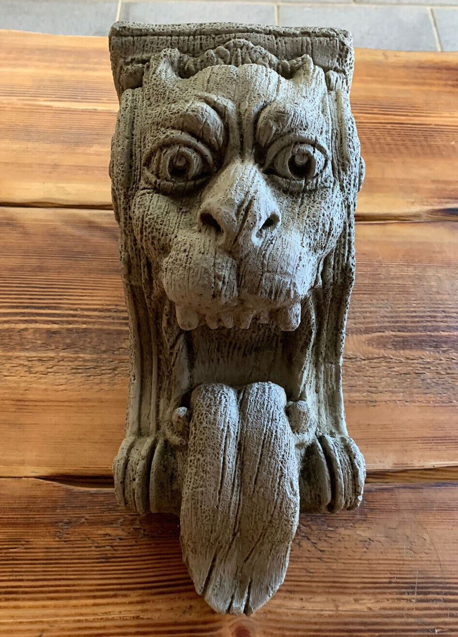 STONE GARDEN DETAILED GARGOYLE TONGUE SCONCE CANDLE SHELF WALL HANGING ORNAMENT