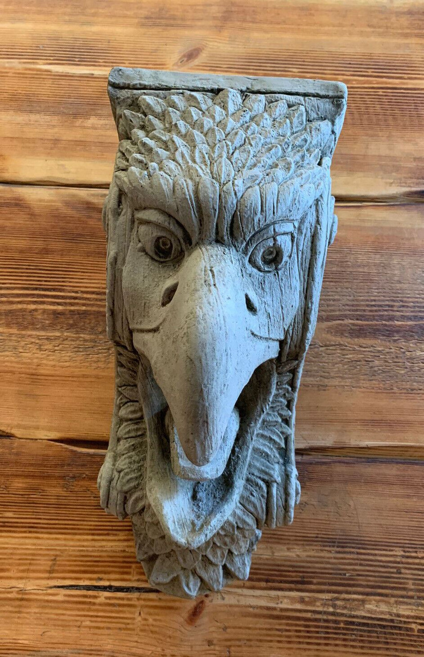 STONE GARDEN DETAILED EAGLE BIRD SCONCE CANDLE SHELF WALL HANGING ORNAMENT