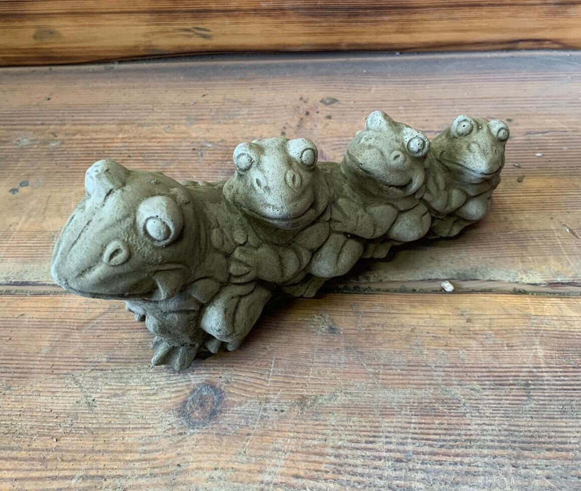 STONE GARDEN CUTE FROG TOAD FAMILY STATUE ORNAMENT