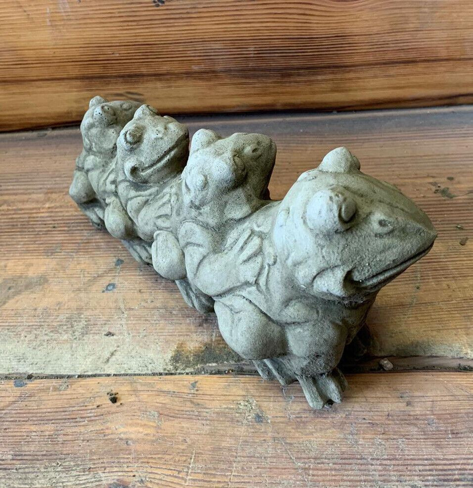 STONE GARDEN CUTE FROG TOAD FAMILY STATUE ORNAMENT