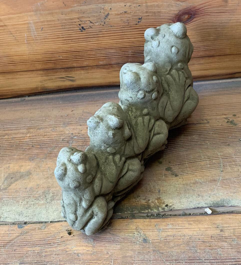 STONE GARDEN CUTE FROG TOAD FAMILY STATUE ORNAMENT