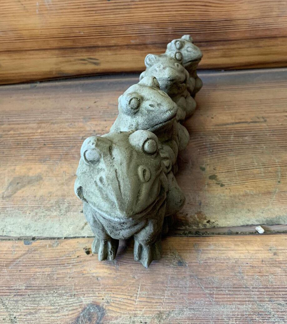 STONE GARDEN CUTE FROG TOAD FAMILY STATUE ORNAMENT