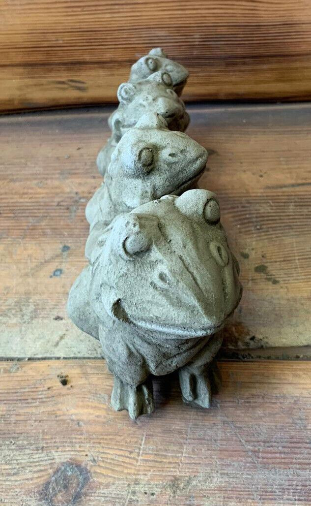 STONE GARDEN CUTE FROG TOAD FAMILY STATUE ORNAMENT