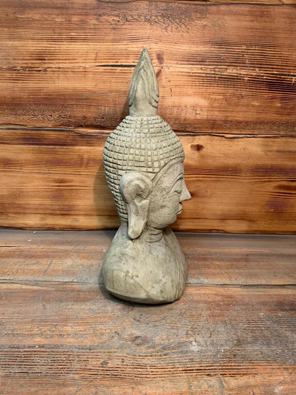 STONE GARDEN BUDDHA HEAD STATUE DETAILED ORNAMENT GIFT