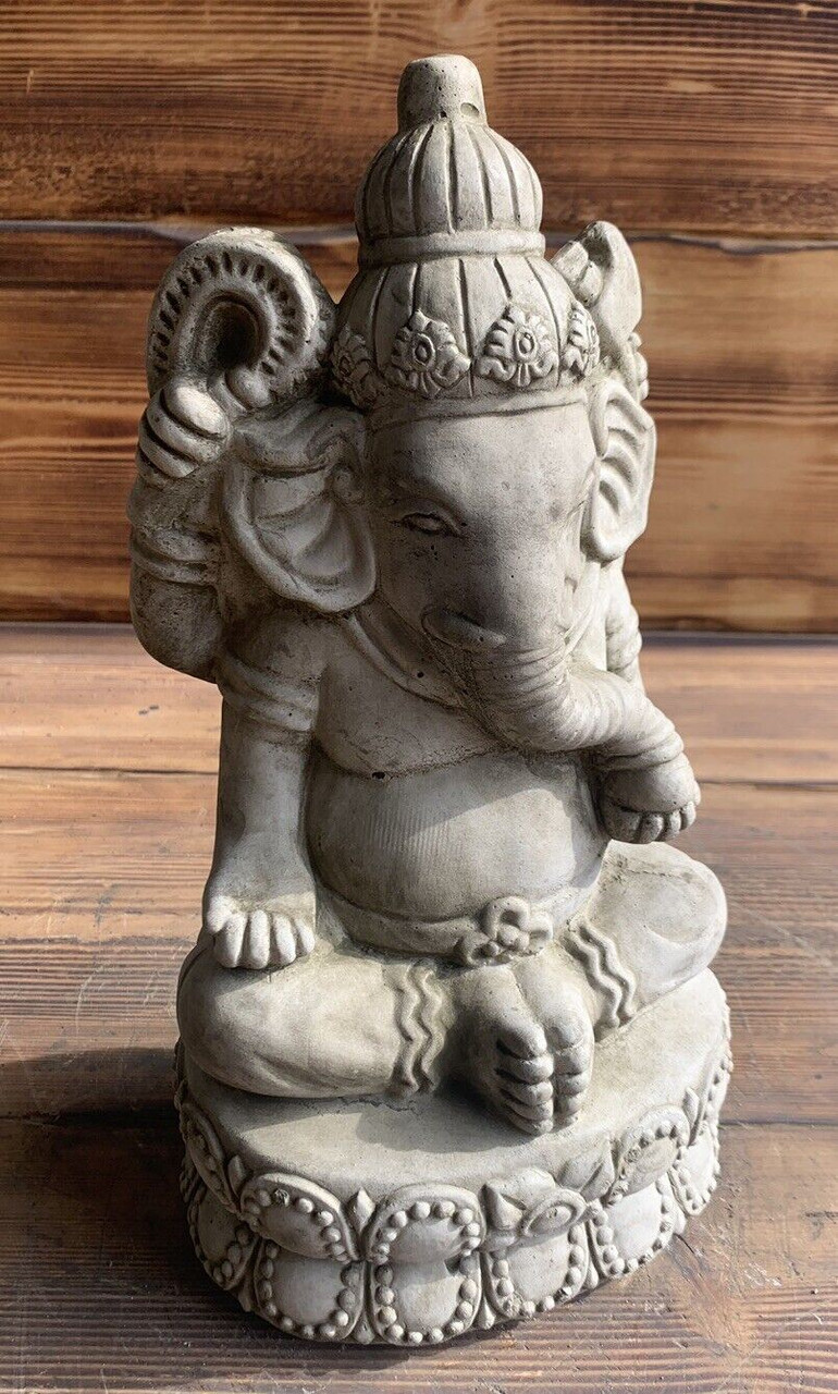 STONE GARDEN GANESH BUDDHA ELEPHANT PRAYING STATUE ORNAMENT