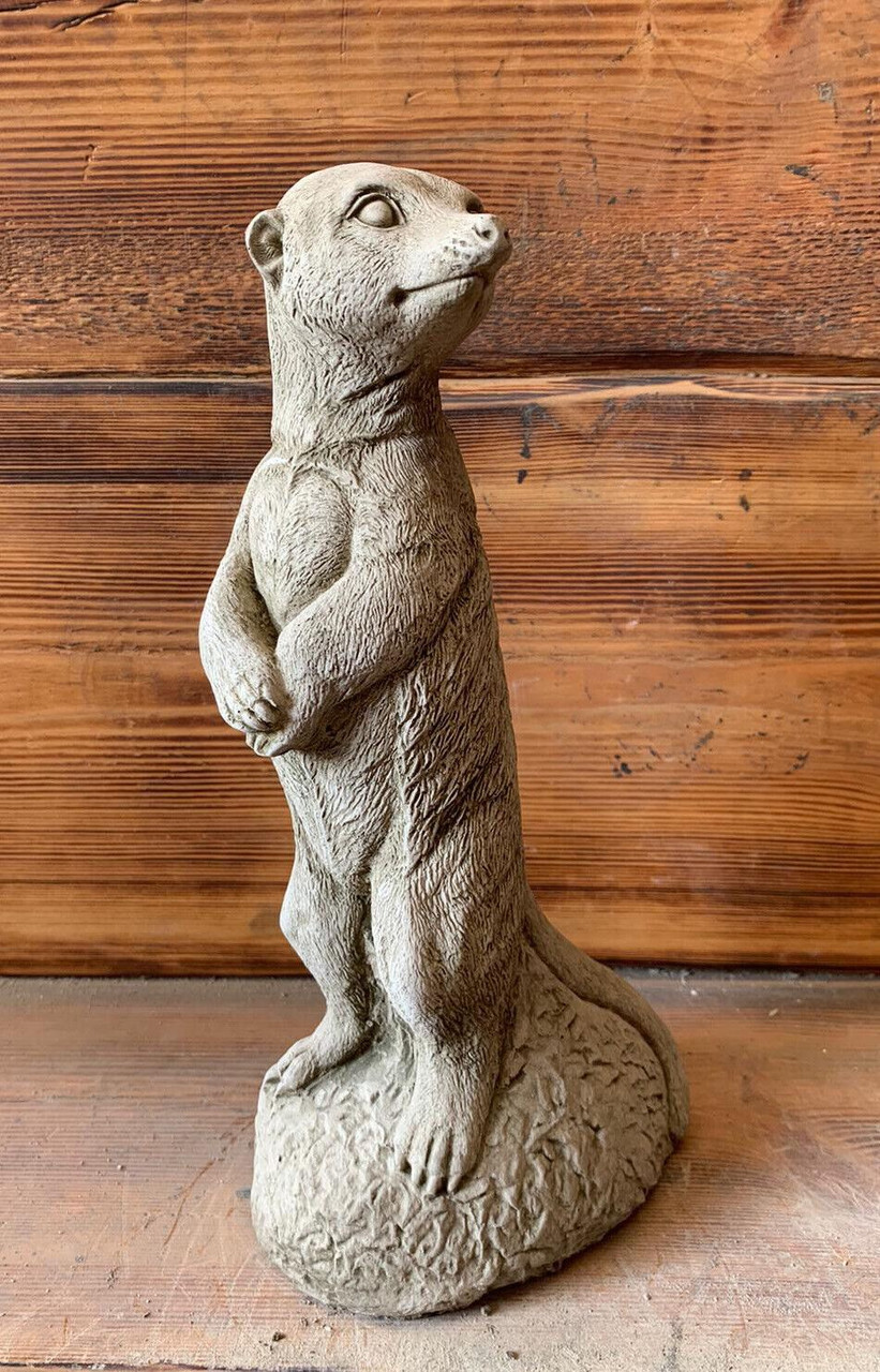 STONE GARDEN STANDING MEERKAT STATUE ORNAMENT