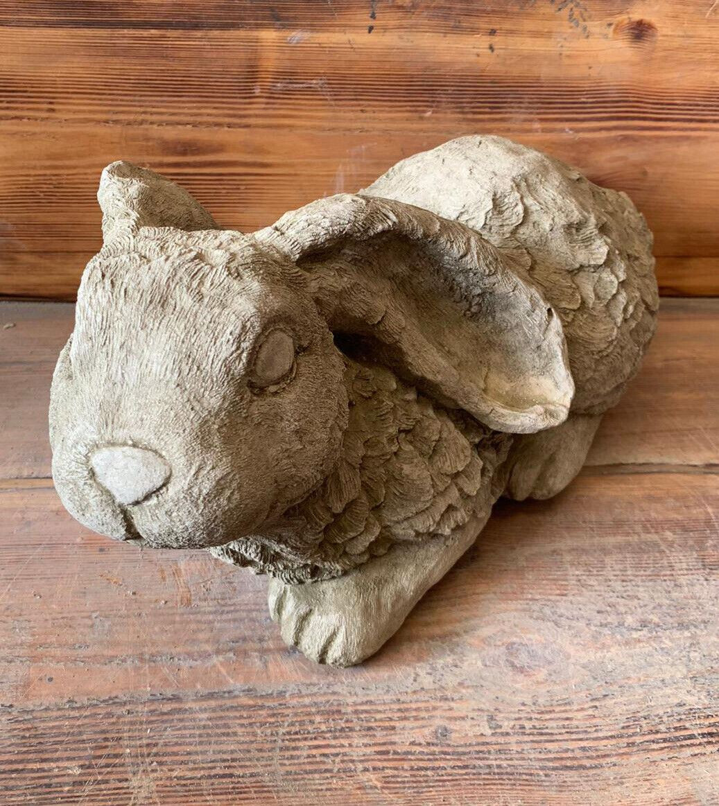 STONE GARDEN LARGE GIANT LAYING SITTING RABBIT STATUE ORNAMENT