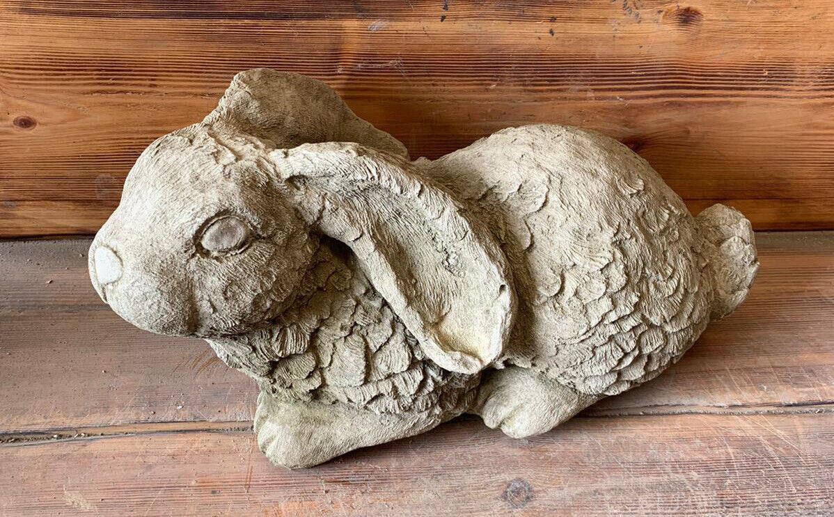 STONE GARDEN LARGE GIANT LAYING SITTING RABBIT STATUE ORNAMENT