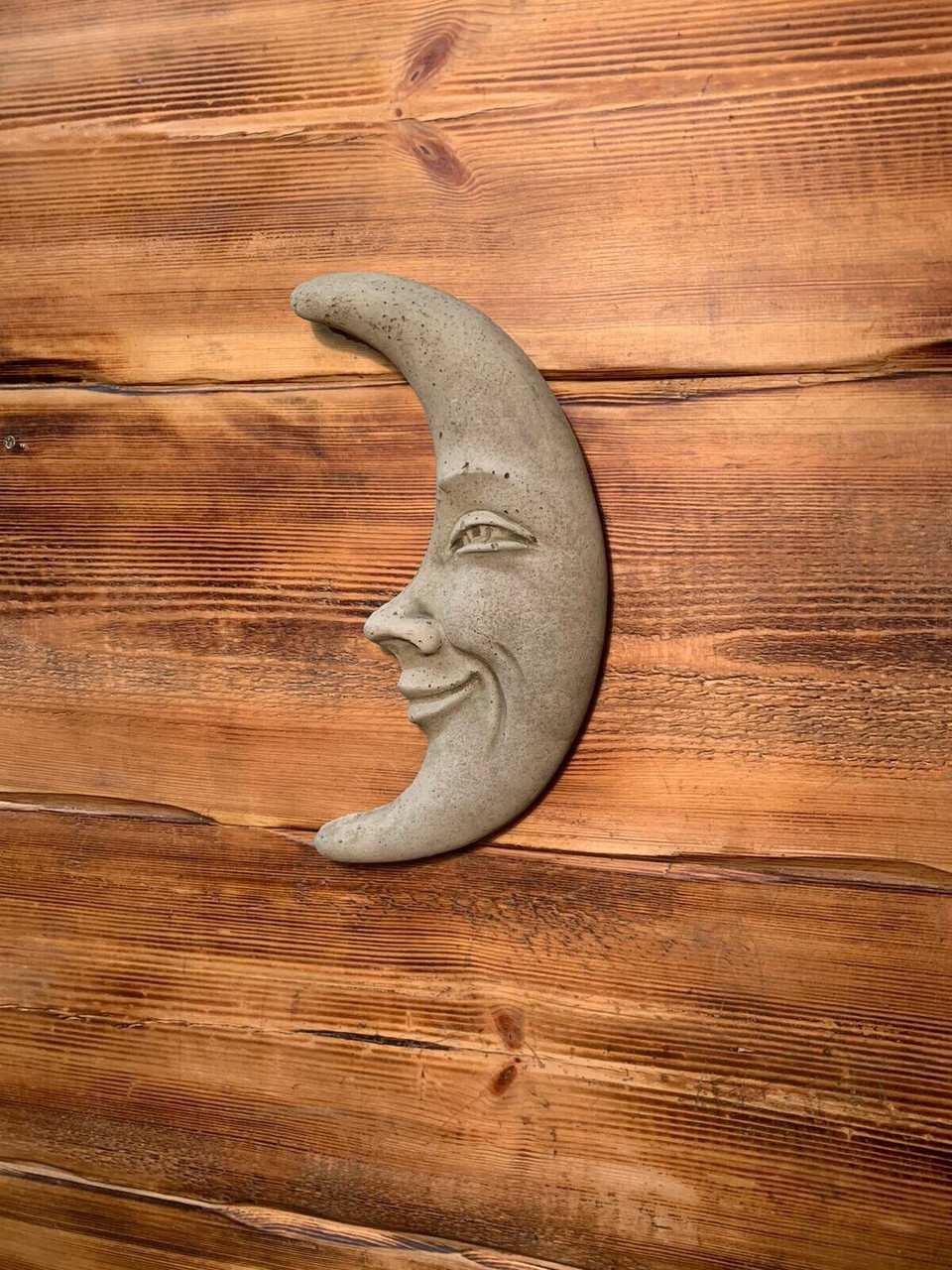 STONE GARDEN MOON FACE WALL PLAQUE HANGING ORNAMENT