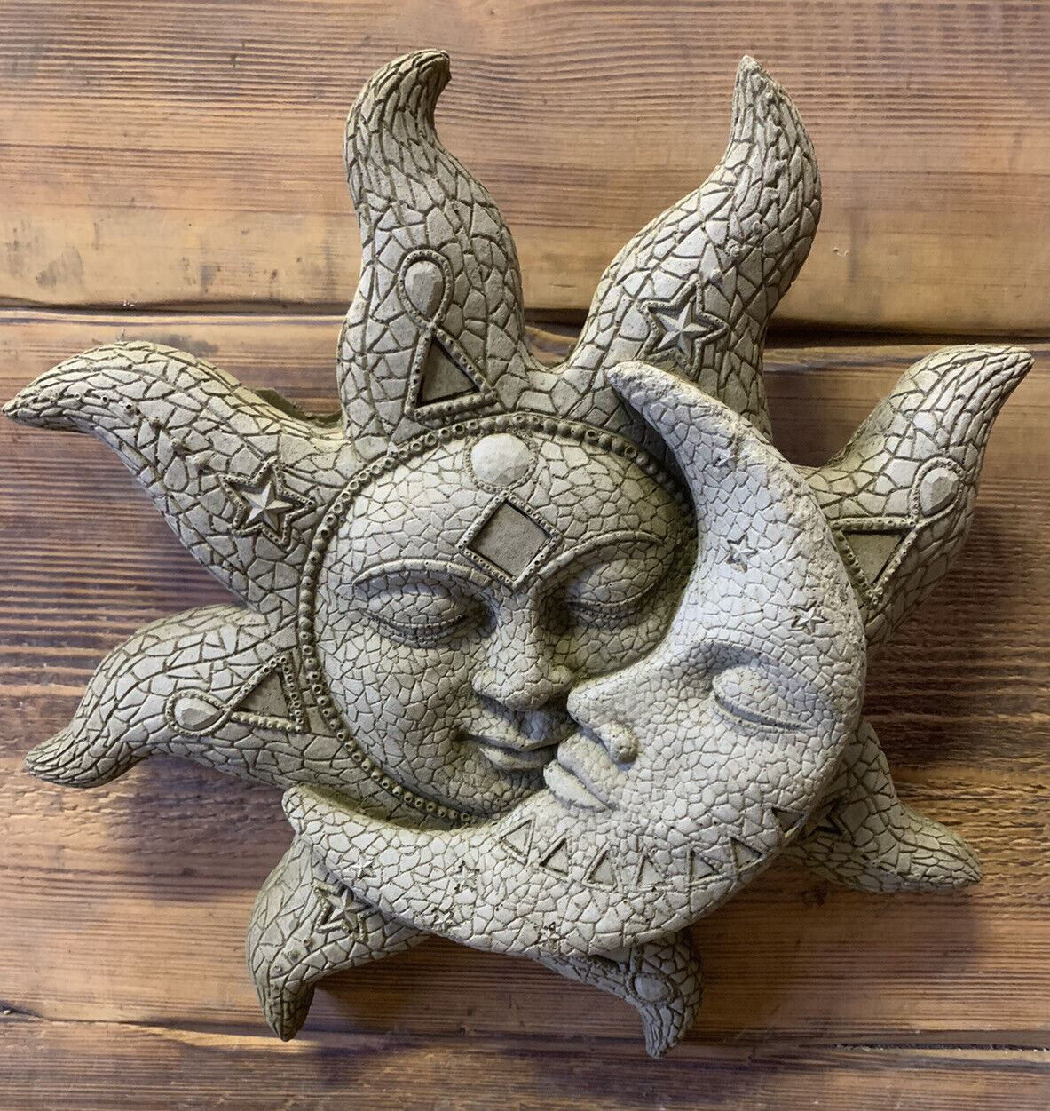 STONE GARDEN SUN/MOON FACE WALL PLAQUE HANGING ORNAMENT