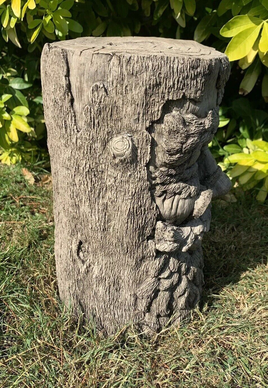 STONE GARDEN GREEN MAN TREE STUMP PLINTH CONCRETE ORNAMENT 