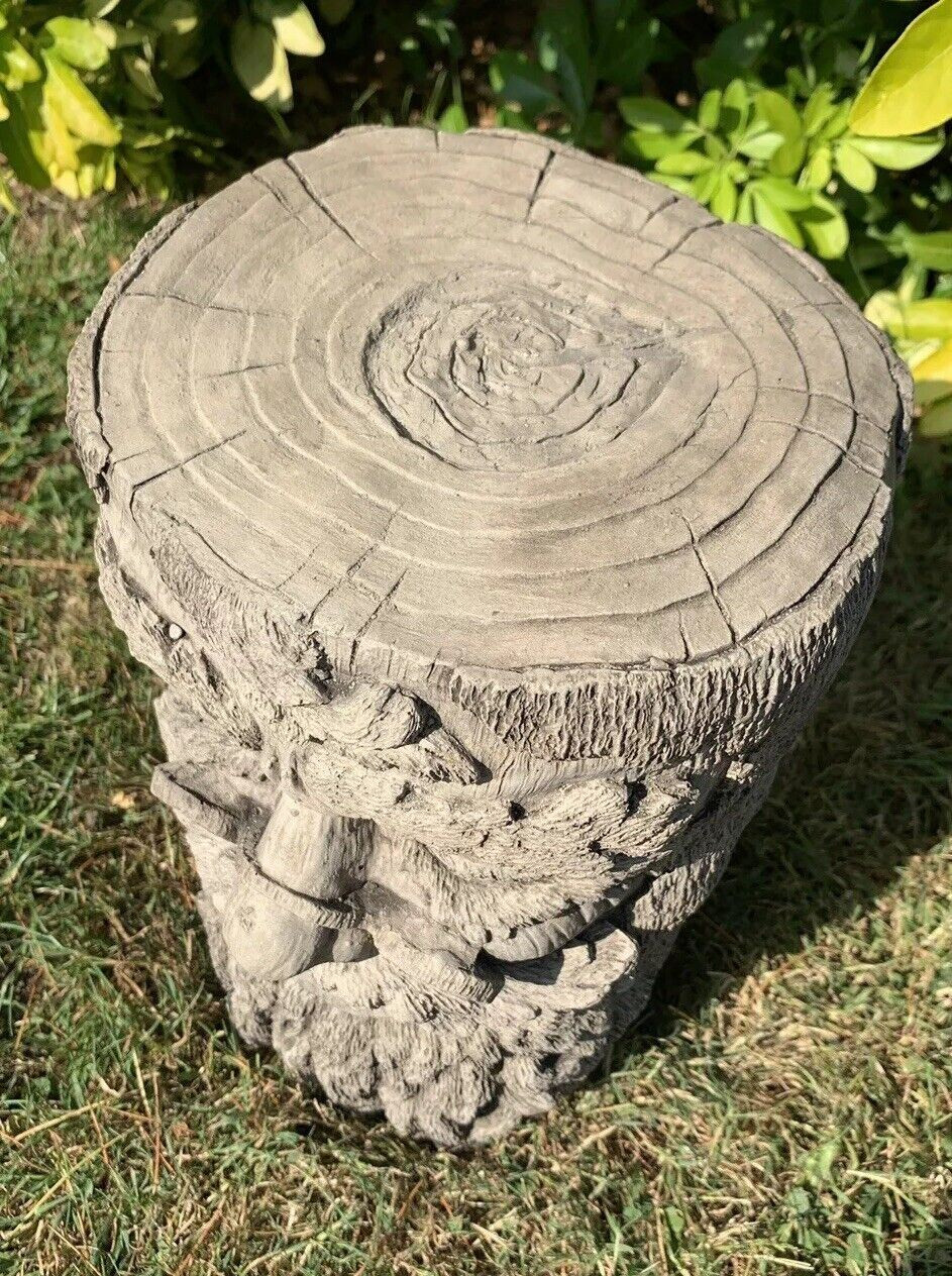 STONE GARDEN GREEN MAN TREE STUMP PLINTH CONCRETE ORNAMENT 