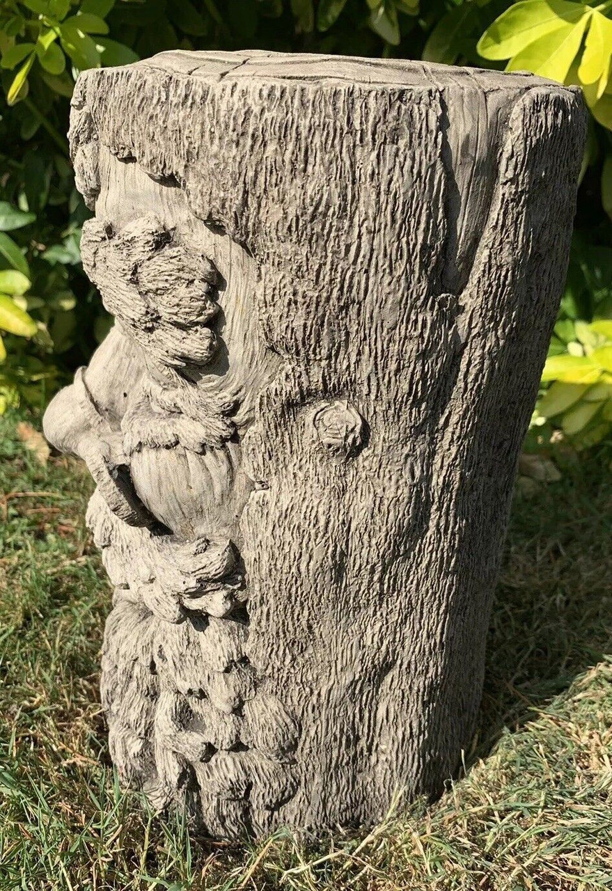 STONE GARDEN GREEN MAN TREE STUMP PLINTH CONCRETE ORNAMENT 