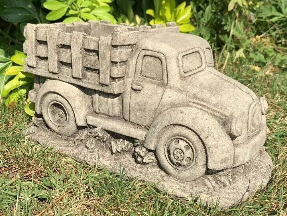 STONE GARDEN AMERICAN TRUCK LORRY PLANT POT PLANTER DETAILED CONCRETE ORNAMENT 