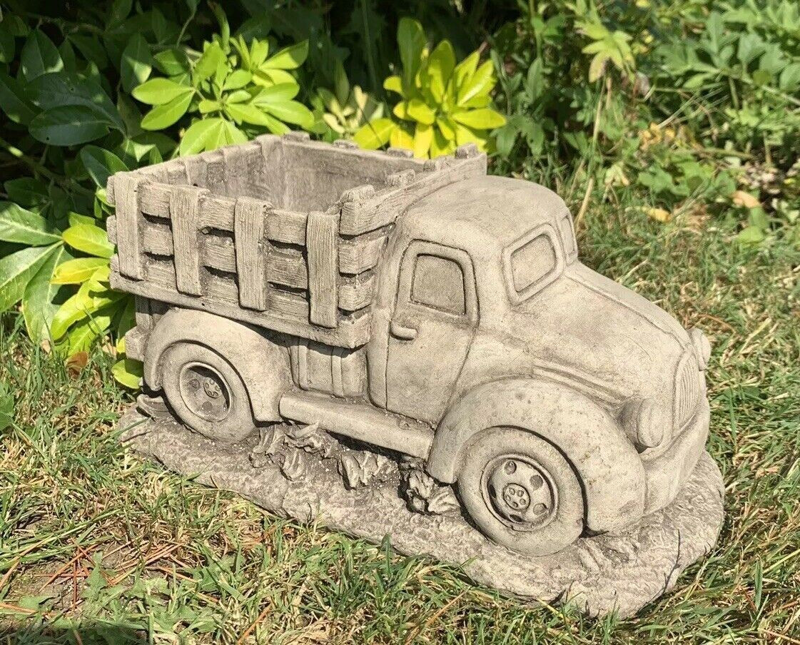 STONE GARDEN AMERICAN TRUCK LORRY PLANT POT PLANTER DETAILED CONCRETE ORNAMENT 