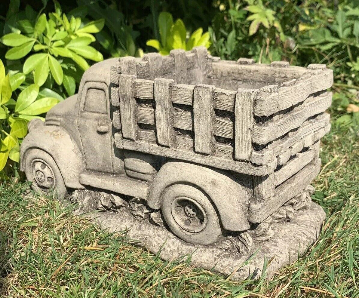 STONE GARDEN AMERICAN TRUCK LORRY PLANT POT PLANTER DETAILED CONCRETE ORNAMENT 