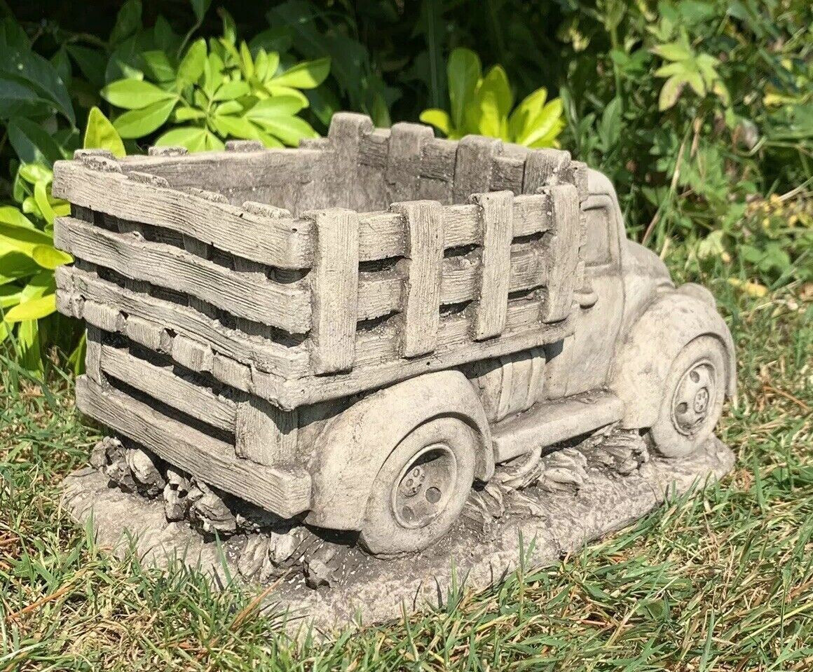 STONE GARDEN AMERICAN TRUCK LORRY PLANT POT PLANTER DETAILED CONCRETE ORNAMENT 