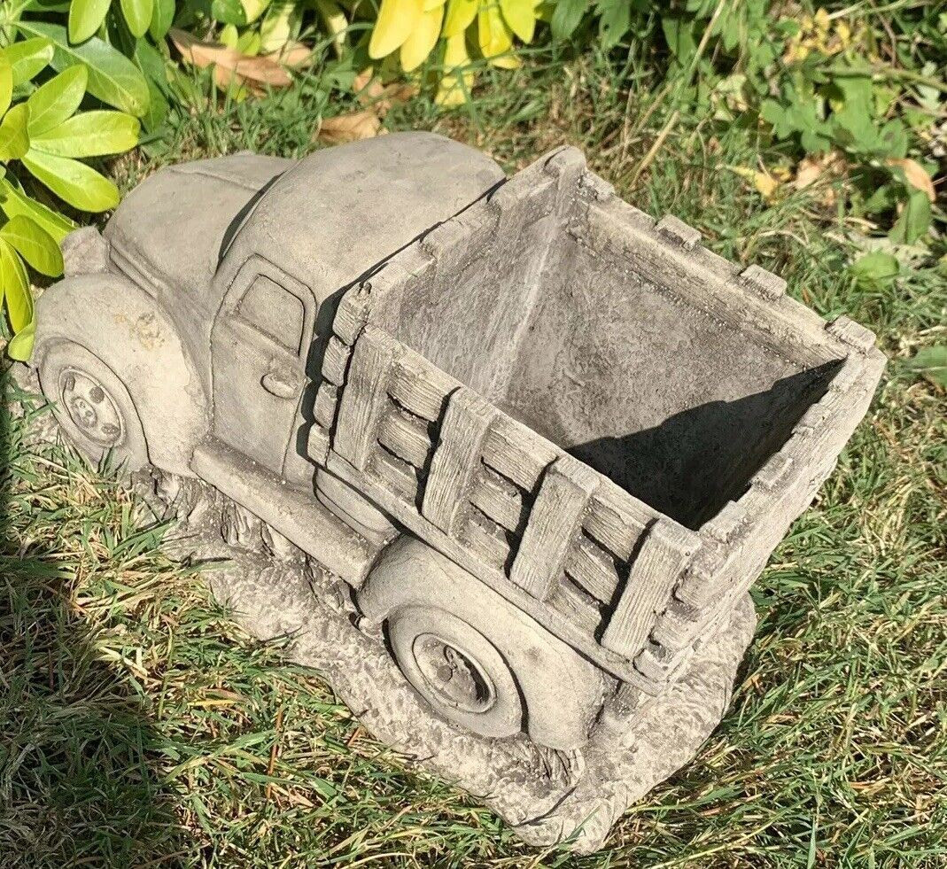 STONE GARDEN AMERICAN TRUCK LORRY PLANT POT PLANTER DETAILED CONCRETE ORNAMENT 