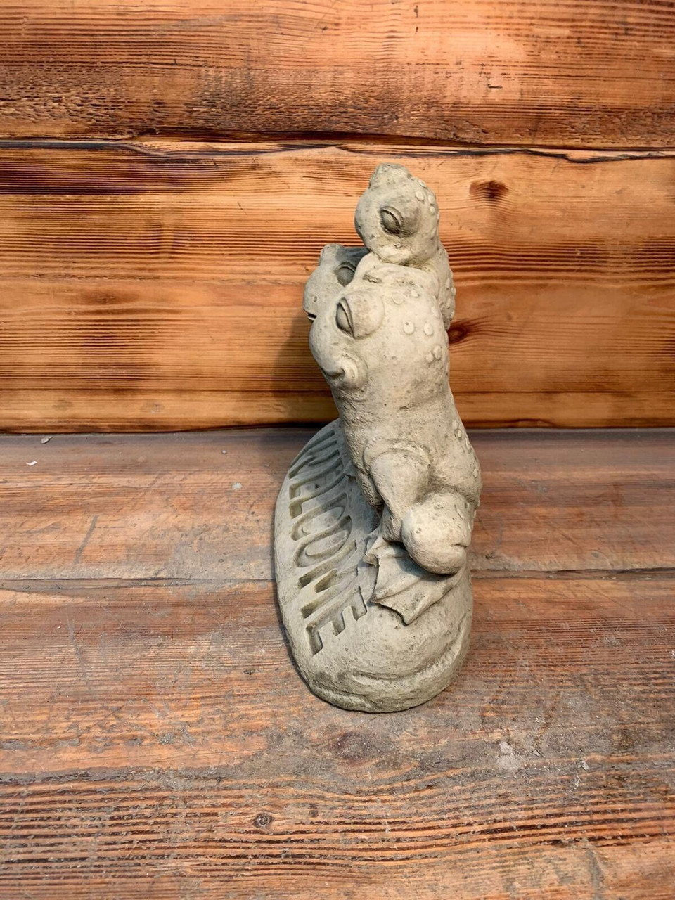 STONE GARDEN CUTE WELCOME FROG TOAD FAMILY STATUE ORNAMENT