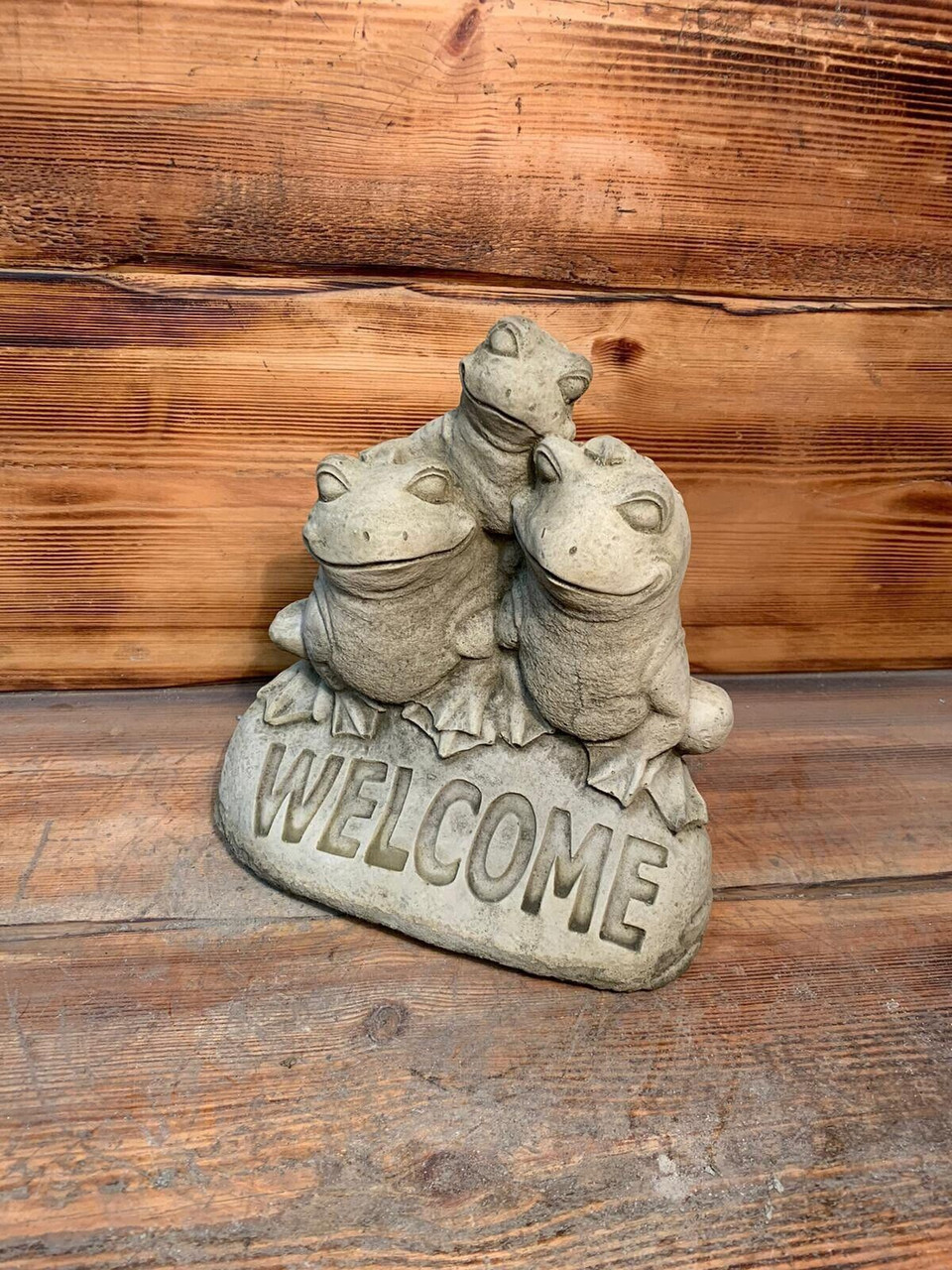 STONE GARDEN CUTE WELCOME FROG TOAD FAMILY STATUE ORNAMENT