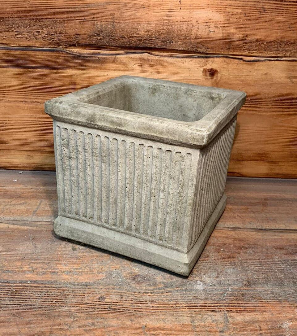 STONE GARDEN MEDIUM STONE BRICK GEORGIAN SQUARE PLANT POT PLANTER ORNAMENT