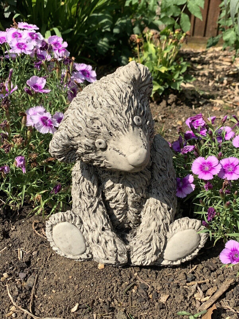 STONE GARDEN CUTE TEDDY BEAR DETAILED CONCRETE GARDEN ORNAMENT