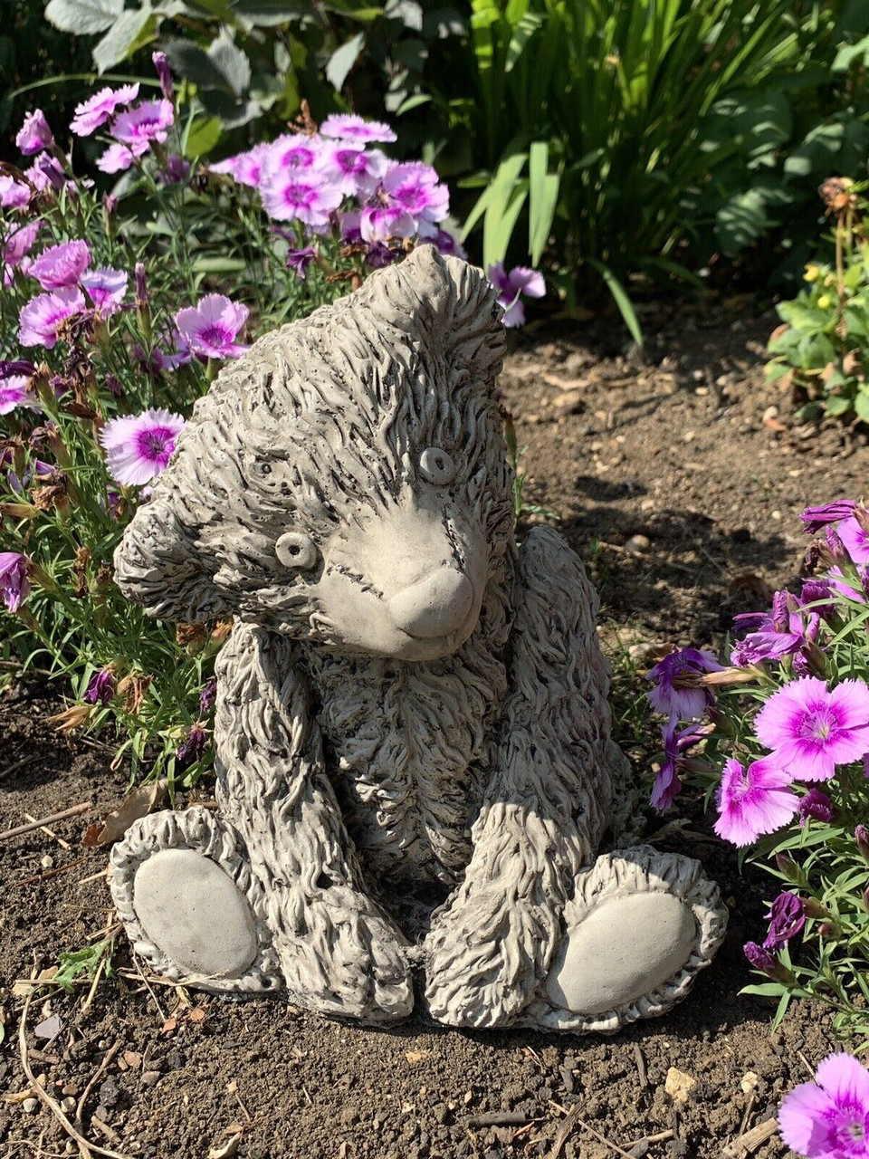 STONE GARDEN CUTE TEDDY BEAR DETAILED CONCRETE GARDEN ORNAMENT