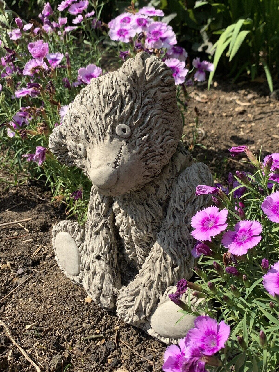 STONE GARDEN CUTE TEDDY BEAR DETAILED CONCRETE GARDEN ORNAMENT