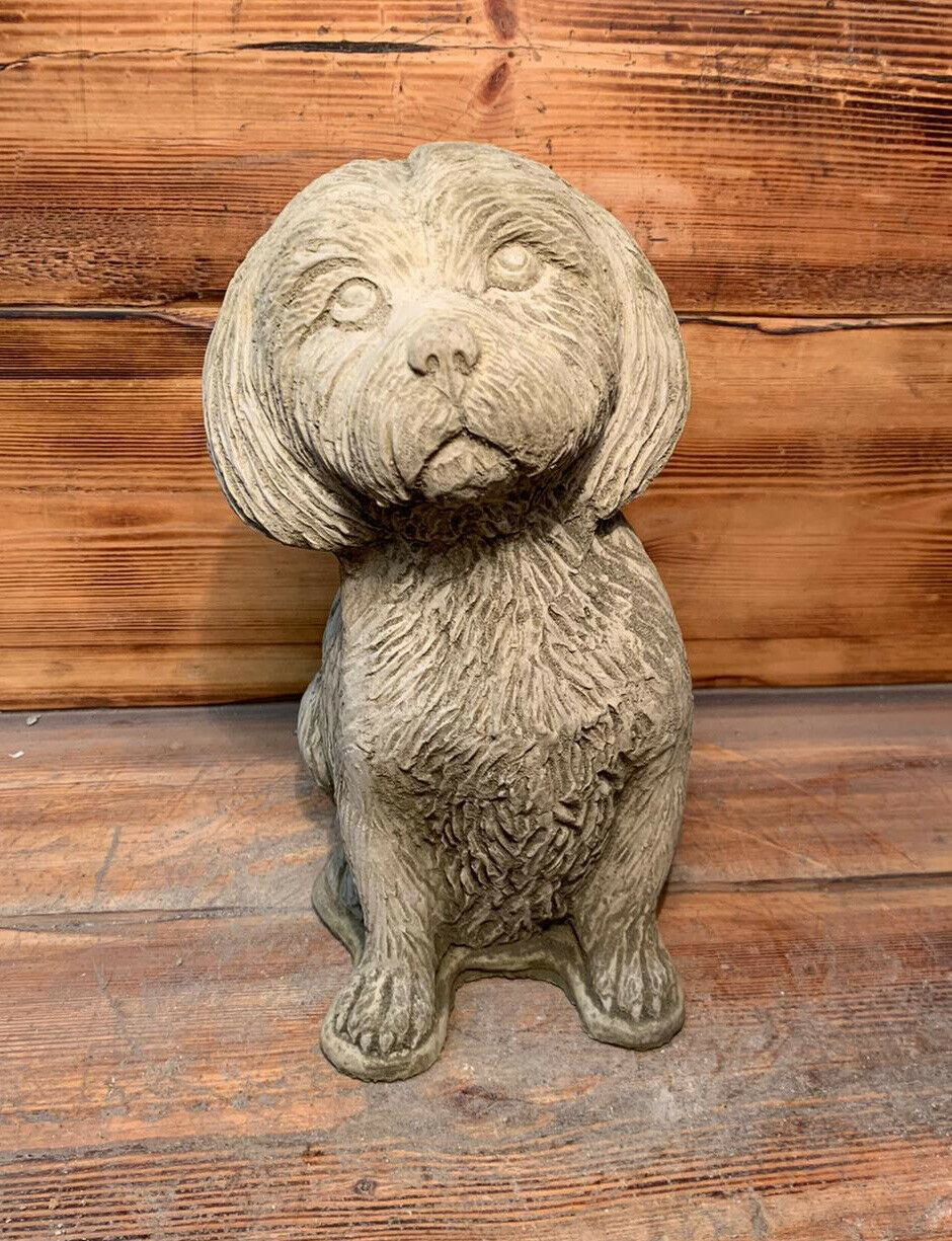 STONE GARDEN DETAILED LARGE SITTING SHIH TZU DOG GIFT STATUE ORNAMENT