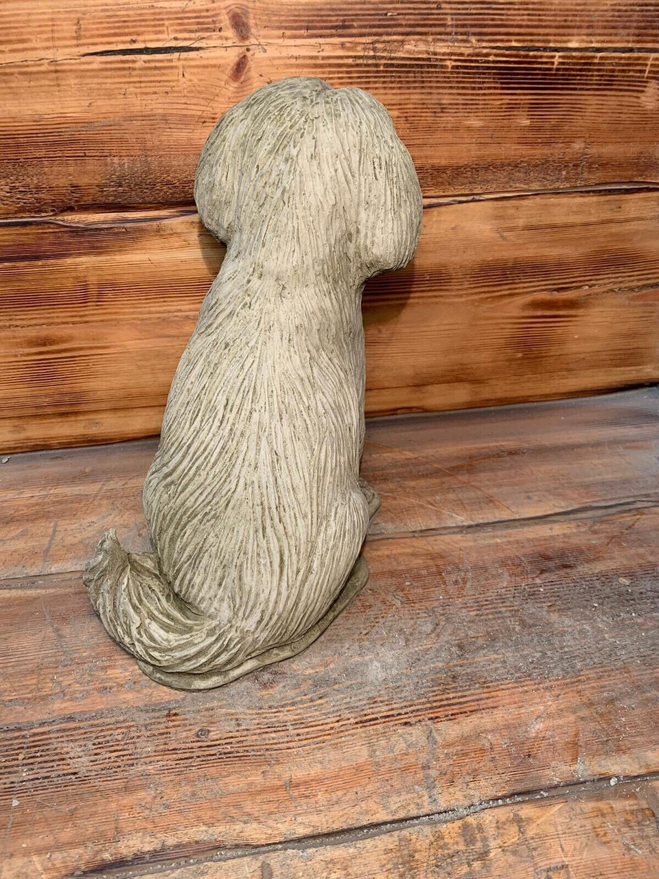 STONE GARDEN DETAILED LARGE SITTING SHIH TZU DOG GIFT STATUE ORNAMENT