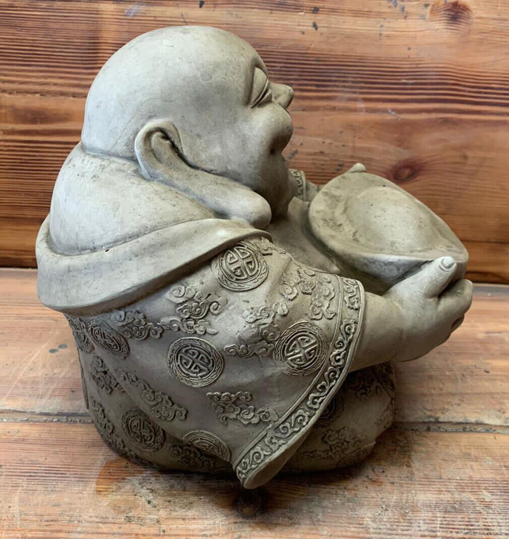 STONE GARDEN ZEN BABY MONK BUDDHA ORNAMENT STATUE HOLDING A MONEY INGOT STATUE