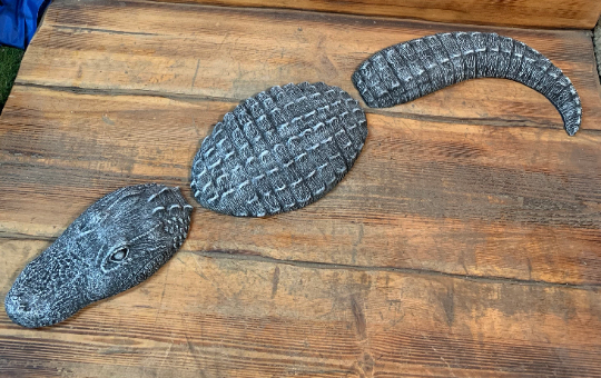 STONE GARDEN 3 PIECE CROCODILE ALLIGATOR GIFT CONCRETE ORNAMENT