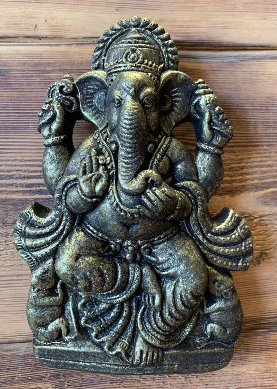 STONE GARDEN GANESH GANESHA BUDDHA WALL PLAQUE BRONZED ORNAMENT