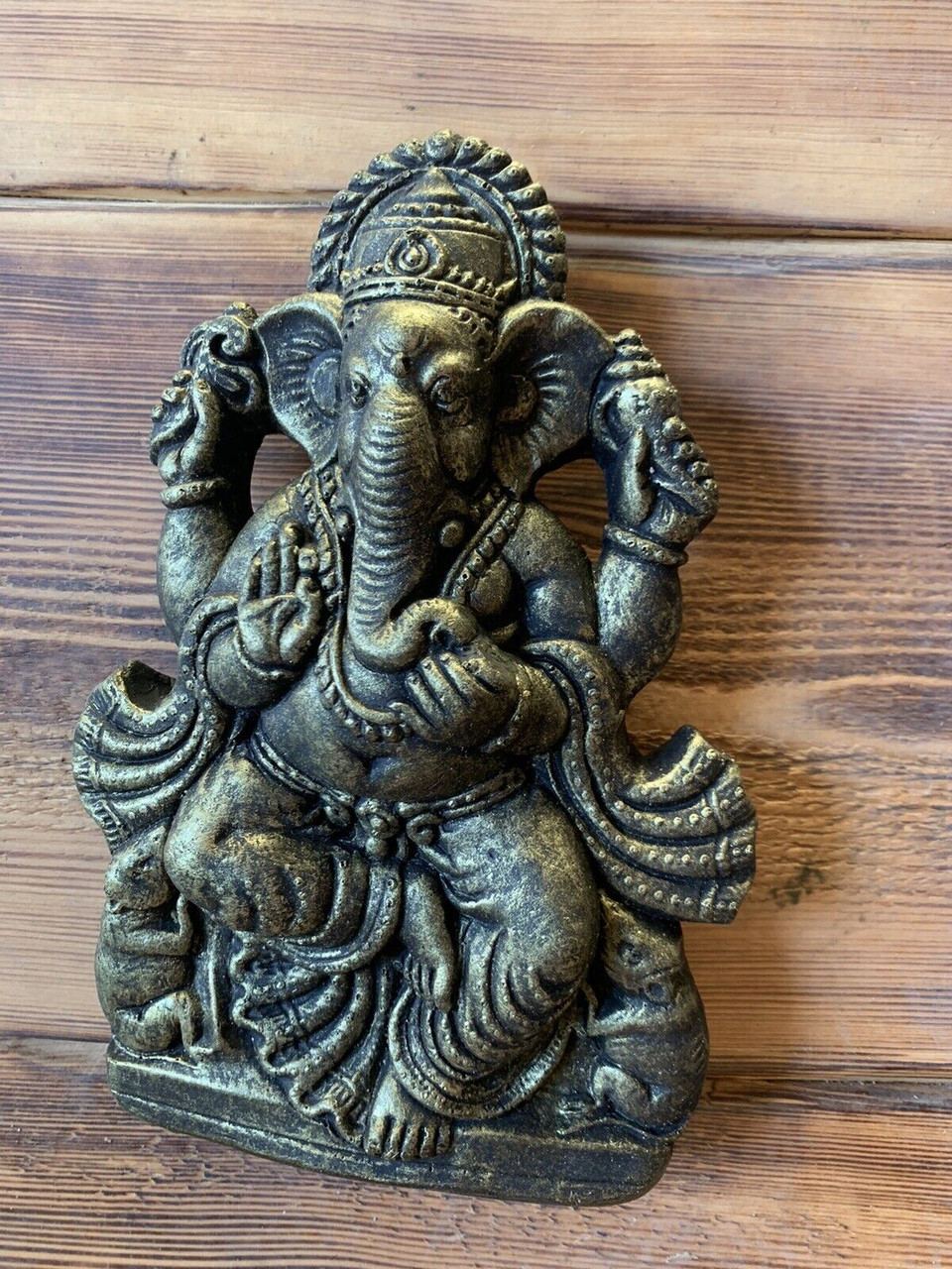 STONE GARDEN GANESH GANESHA BUDDHA WALL PLAQUE BRONZED ORNAMENT