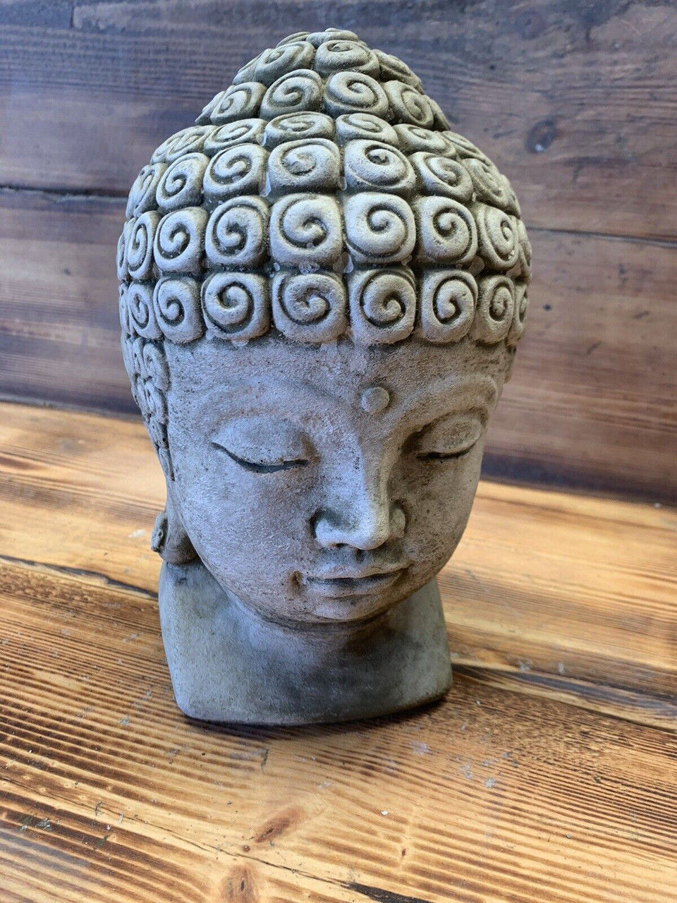 STONE GARDEN BUDDHA HEAD STATUE GIFT ORNAMENT 