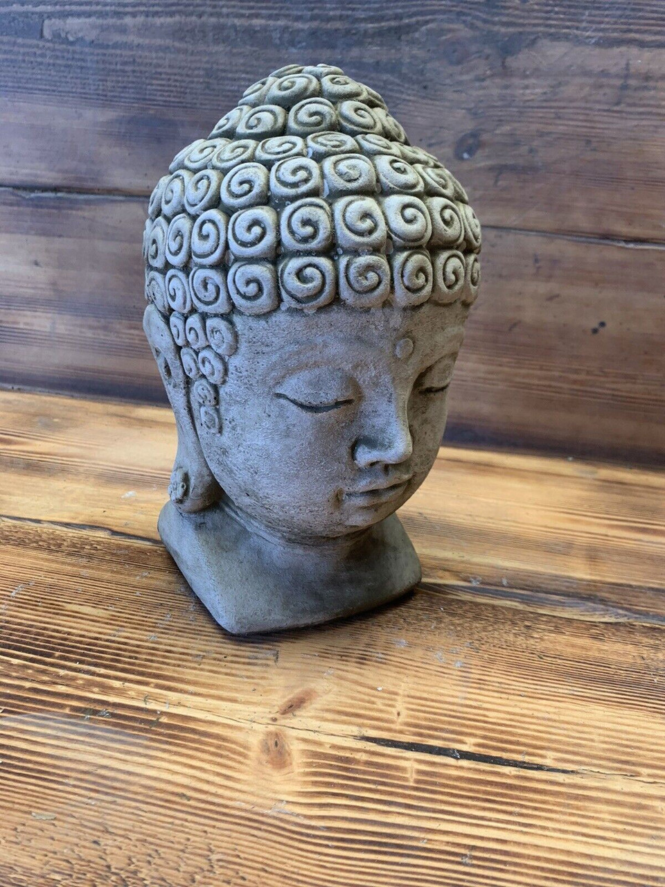 STONE GARDEN BUDDHA HEAD STATUE GIFT ORNAMENT 