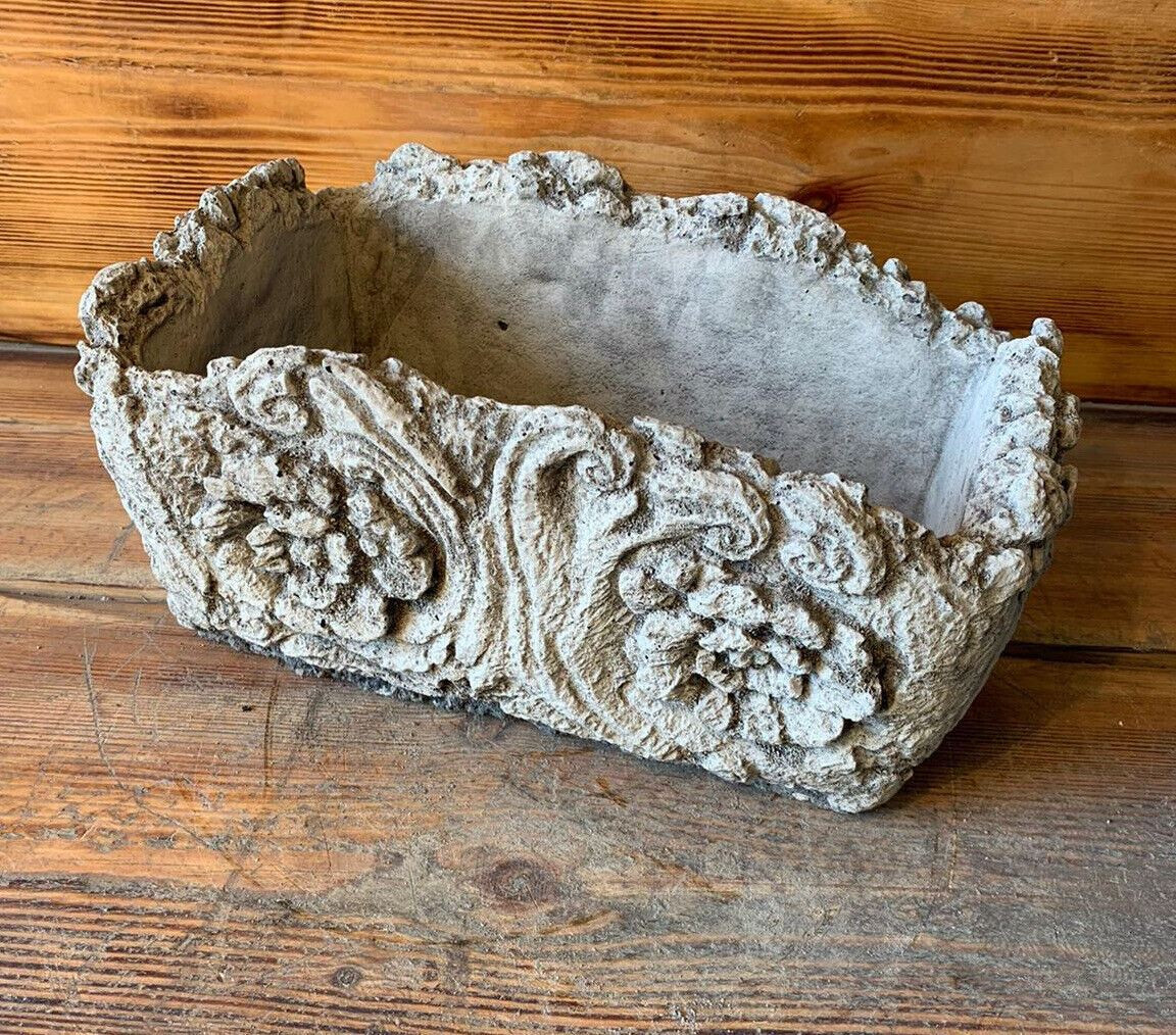 STONE GARDEN WOOD PLANTER POT PLANT FLOWER ORNAMENT