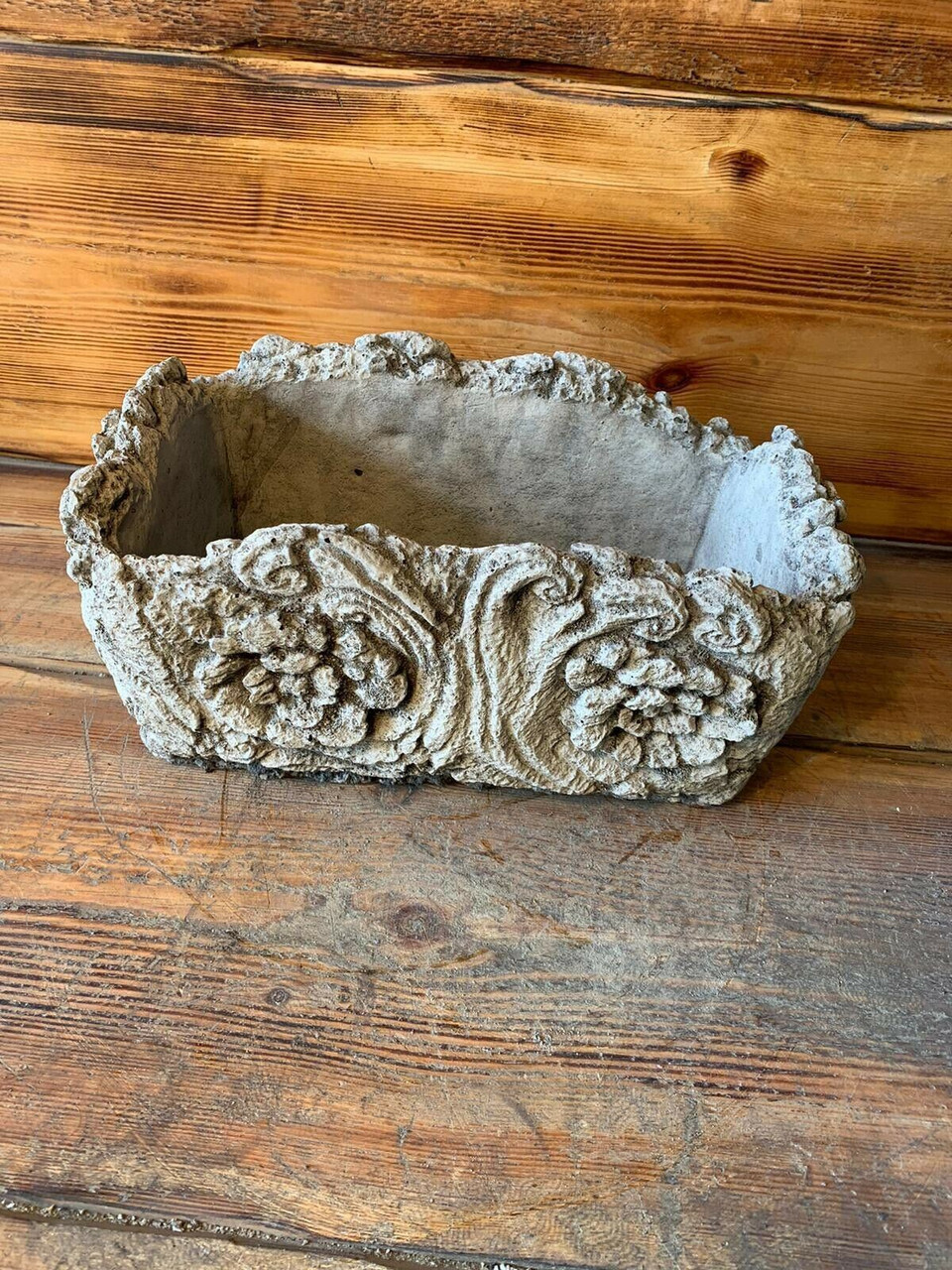 STONE GARDEN WOOD PLANTER POT PLANT FLOWER ORNAMENT